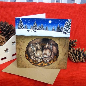 Vierkante kerstkaart Christmas in the Burrow illustratie