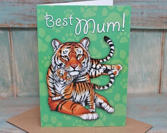 Sumatran Tigers Illustration Best Mum Card