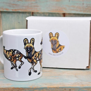 African Painted Dogs Illustration Mug