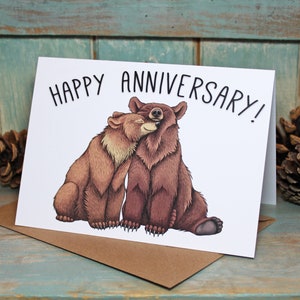 Bear Couple Illustration Happy Anniversary Card