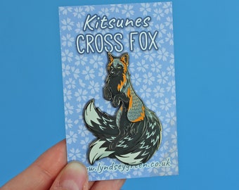 Cross Fox Kitsune Hard Enamel Pin