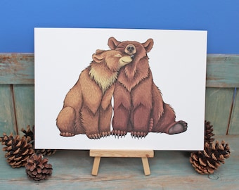 Bear Couple Illustration A4 Print