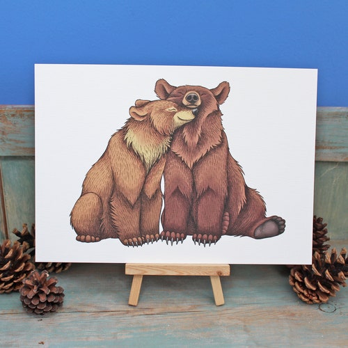 Bear Couple Illustration A4 Print - Etsy