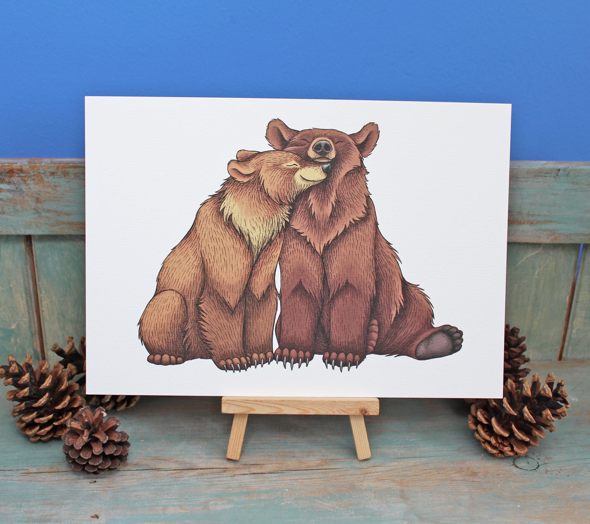 Bear Couple Illustration A4 Print - Etsy