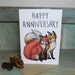Fox Couple Illustration Happy Anniversary Card 