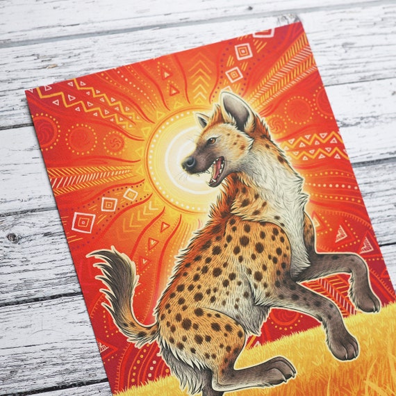 Spotted Hyena Illustration A4 Print - Etsy
