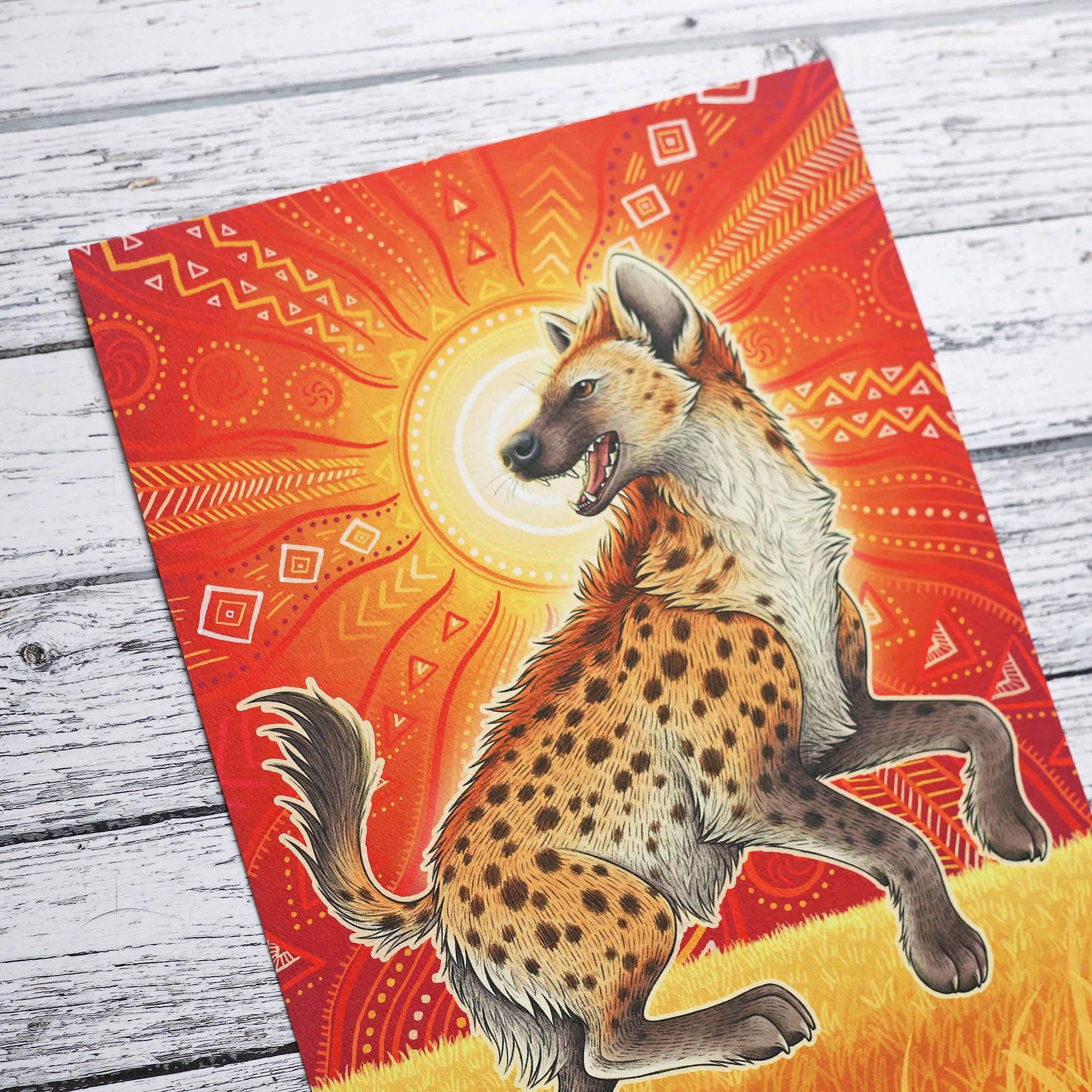 Spotted Hyena Illustration A4 Print - Etsy