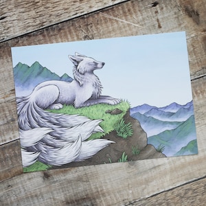 Marble Kitsune Illustration A4 Print