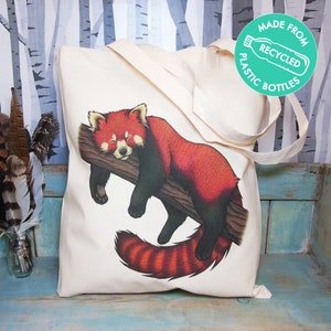 Red Panda Eco Tote Bag  ~ Organic & Fairtrade Cotton