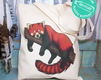 Red Panda Eco Tote Bag  ~ Organic & Fairtrade Cotton