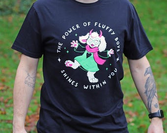Fluffy Boys T-Shirt ~ Screen-Printed Illustration on Black Cotton