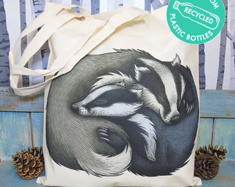 Badger Couple Eco Tote Bag ~ Made from Recycled Plastic!