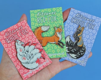 Set of 3 Kitsune Hard Enamel Pins