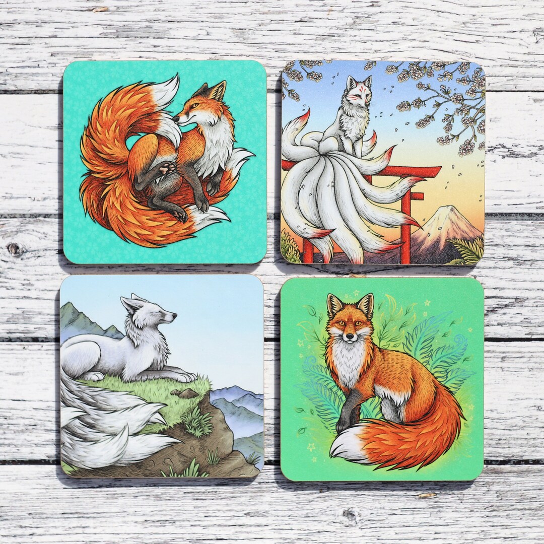 Magical Fox Set of 4 Coasters - Etsy