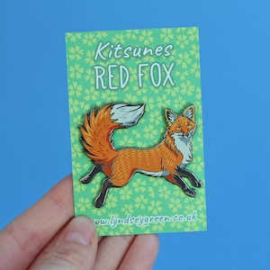 Red Fox Kitsune Hard Enamel Pin
