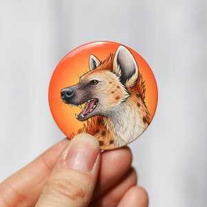 Spotted Hyena Illustration Badge 44mm (x1)