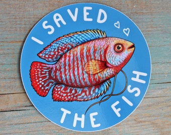 I Saved The Fish Vinyl Sticker 8cm (x1)