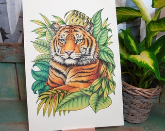 Sumatran Tiger Illustration A4 Print