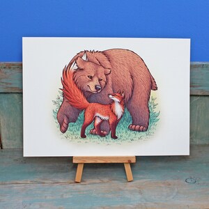 Illustration impression A4 ours et renard