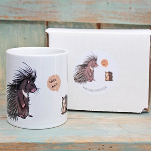 Nice Hair Mug ~ Porcupine & Hedgehog Illustration