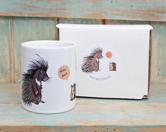 Nice Hair Mug ~ Porcupine & Hedgehog Illustration