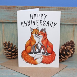 Fox & Vixen Illustration Happy Anniversary Card