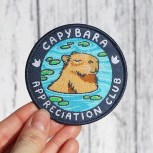 Capybara Appreciation Club Iron On Woven Patch 7cm