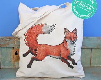 Red Fox Tote Bag ~ Made from Recycled Plastic!