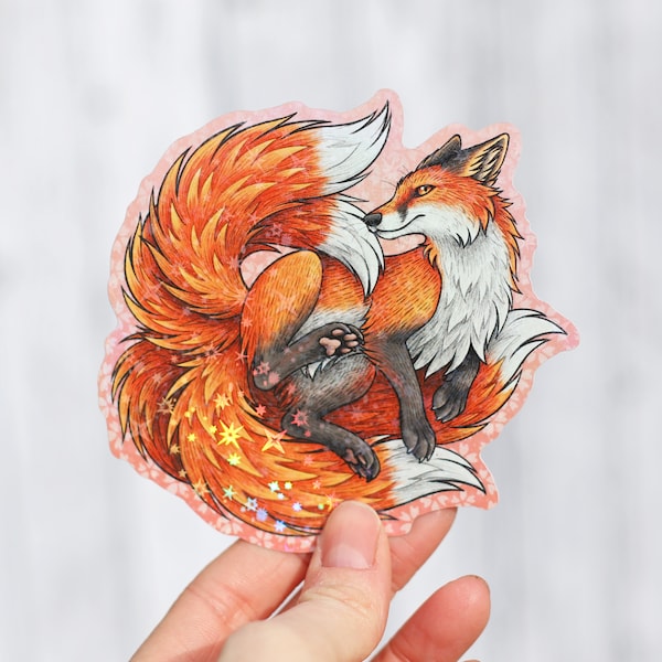 Kitsune Holographischer Aufkleber