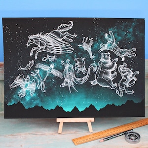 Ilustración de la casa de fieras de medianoche A3 Impresión Giclée