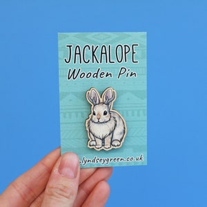 Jackalope Wooden Pin Badge