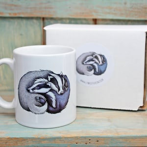 Badger Cuddle Illustration Mug