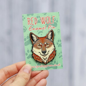 Roter Wolf Hart Emaille Pin Anstecker