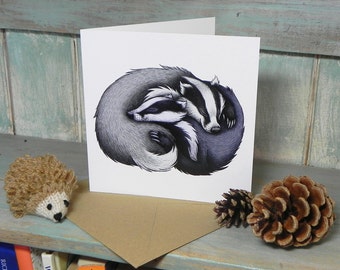 Badger Couple Illustration Greeting Card