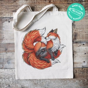 Red Fox Kitsune Tote Bag ~ Made from Recycled Plastic!