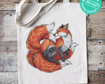 Red Fox Kitsune Tote Bag ~ Made from Recycled Plastic!