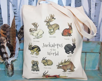 Jackalopes of the World Eco Tote Bag ~ Organic & Fairtrade Cotton