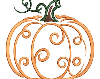 Swirly Kürbis Stickdatei, Herbst Thanksgiving, Maschinenstickerei, Instant Download