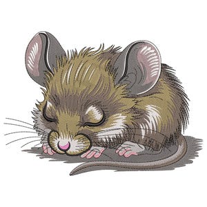 Sleeping Baby Mouse Embroidery Design, Animal Embroidery File, Machine Embroidery File, Baby Mouse Embroidery File