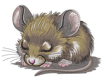 Sleeping Baby Mouse Embroidery Design, Animal Embroidery File, Machine Embroidery File, Baby Mouse Embroidery File