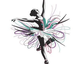 Ballerina embroidery design, Ballet machine embroidery File, Baby girl embroidery file