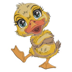 Lindo diseño de bordado de patito, archivo de bordado a máquina de patito, lindo bordado a máquina de animales, bordado de animales y flores