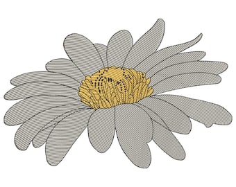 Diseño de bordado de flor de margarita, diseño de bordado de margarita de corazón, archivo de bordado de margarita, diseño de bordado de mini flores, flor simple