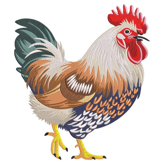 Majestic Rooster Embroidery Design, Animal Embroidery Design File, Machine Embroidery Design