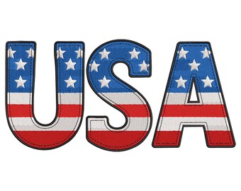 USA Flag Letters Embroidery Design, USA Patriotic Embroidery File, Mini America Flag Embroidery File, Machine Embroidery Design