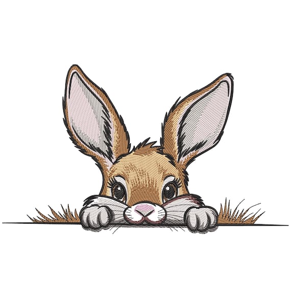 Cute Bunny Peeking Embroidery Design, Floral Easter Bunny Embroidery File, Easter Eggs Machine Embroidery File