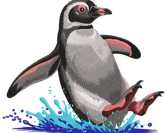 Penguin Splash Dive into Fun Embroidery Design, Animal Machine embroidery File, Mini Penguin Embroidery File, Machine Embroidery Design