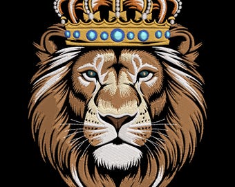 Majestic King Lion Embroidery Design, Crowned Lion King Embroidery File, Royal Animal Head Embroidery Design