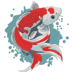 Koi Fish Embroidery Design, Japanese Koi Fish embroidery File, Fish Machine Embroidery Design, Machine Embriodery File