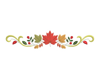 Autumn Leaf Border Embroidery Design, Seasonal Machine Embroidery File, Instant Download